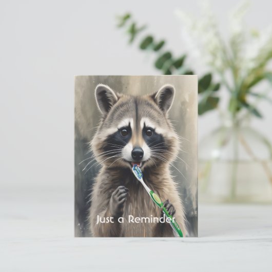 Custom Check up Reminder Dentist Fun Raccoon ポストカード (スタンド正面)