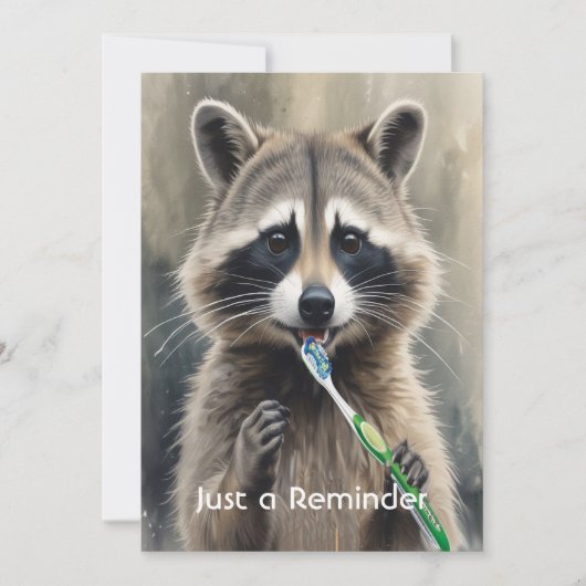 Custom Check up Reminder Dentist Fun Raccoon 招待状 (正面)