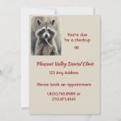 Custom Check up Reminder Dentist Fun Raccoon 招待状 (裏面)