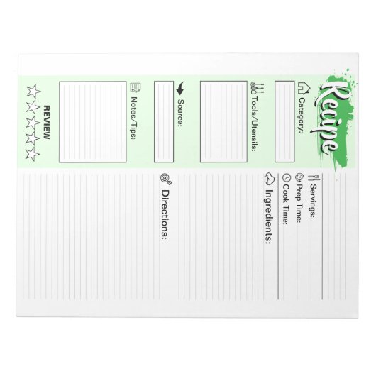 Custom Chefs Basic Recipe Pages ノートパッド (正面)