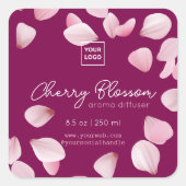Custom Cherry Blossom Aroma Diffuser Label スクエアシール (正面)