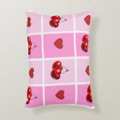 Custom Cherry Heart Checkerboard Pattern アクセントクッション (正面(垂直))