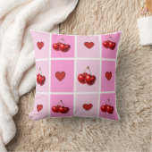 Custom Cherry Heart Checkerboard Pattern クッション (ブランケット)