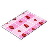 Custom Cherry Heart Checkerboard Pattern ノートブック (左側)