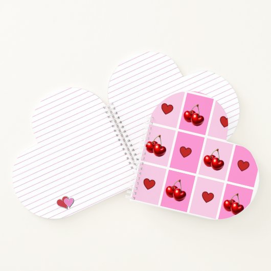 Custom Cherry Heart Checkerboard Pattern ノートブック (内部)