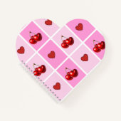 Custom Cherry Heart Checkerboard Pattern ノートブック (正面)