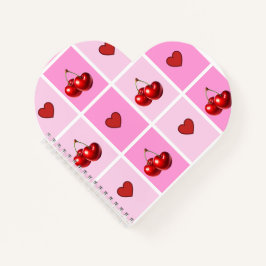 Custom Cherry Heart Checkerboard Pattern ノートブック