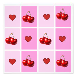 Custom Cherry Heart Checkerboard Pattern フォトプリント