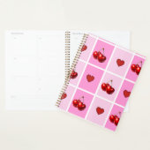 Custom Cherry Heart Checkerboard Pattern プランナー手帳 (ディスプレー)