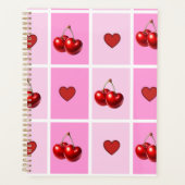 Custom Cherry Heart Checkerboard Pattern プランナー手帳 (正面)