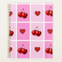 Custom Cherry Heart Checkerboard Pattern プランナー手帳