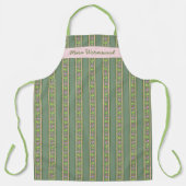 CUSTOM Cherry Lime Ditsy Floral pin Stripe エプロン (正面)