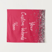 Custom Cherry Red Silver Birthday Party Photobooth タペストリー (正面(横))
