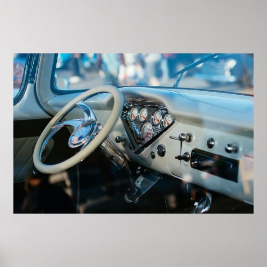 Custom Chevy truck steering wheel and dashboard ポスター (正面)