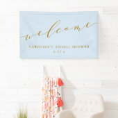 Custom Chic Elegant Blue Bridal Shower Welcome  横断幕 (インサイチュ)
