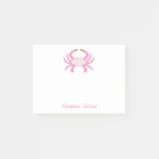 Custom Chic Pink Crab | Coastal Sticky Notes ポストイット (正面)