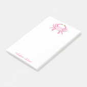 Custom Chic Pink Crab | Coastal Sticky Notes ポストイット (アングル)