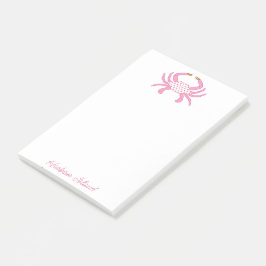 Custom Chic Pink Crab | Coastal Sticky Notes ポストイット (アングル)
