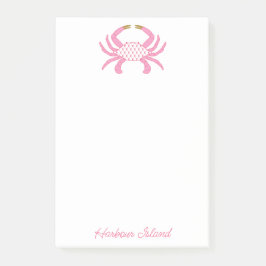 Custom Chic Pink Crab | Coastal Sticky Notes ポストイット