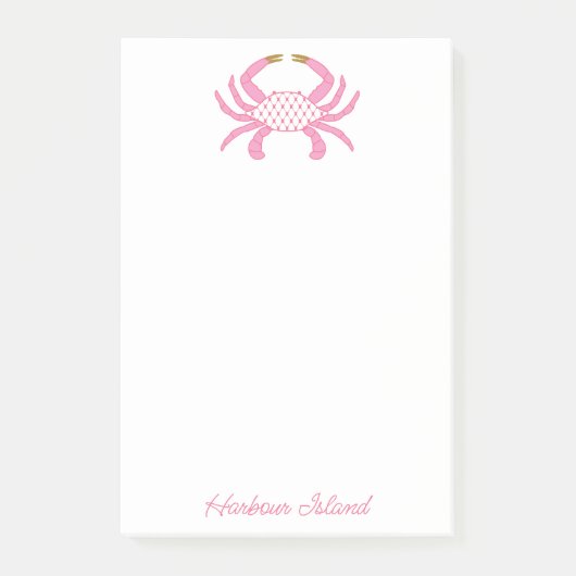Custom Chic Pink Crab | Coastal Sticky Notes ポストイット (正面)