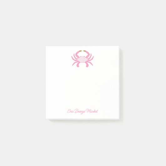 Custom Chic Pink Crab | Coastal Sticky Notes ポストイット (正面)