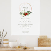 Custom Chic Poinsettia Christmas Wedding Welcome ポスター (キッチン)