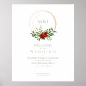 Custom Chic Poinsettia Christmas Wedding Welcome ポスター (正面)