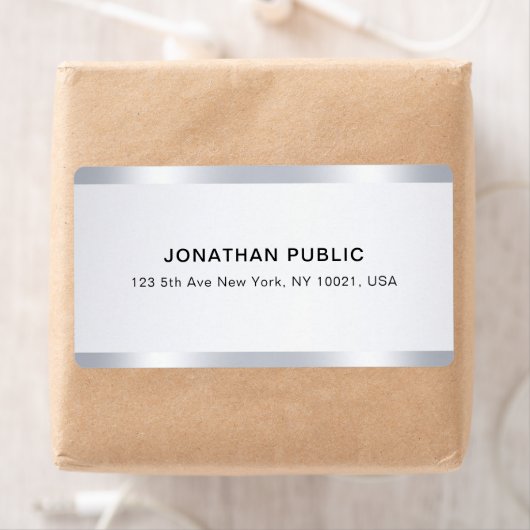 Custom Chic Silver Glamorous Template Shipping ラベル (インサイチュ)