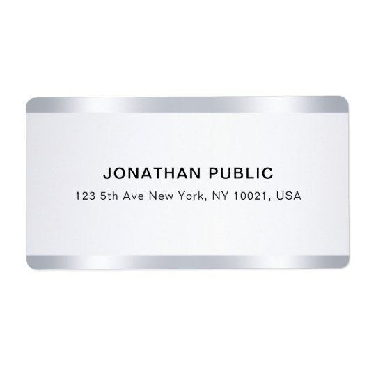 Custom Chic Silver Glamorous Template Shipping ラベル (正面)