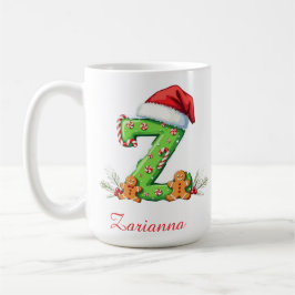 Custom chic stylish initial Z merry Christmas  コーヒーマグカップ