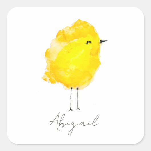 Custom Chick Chicken yellow stylish chic sweet スクエアシール (正面)