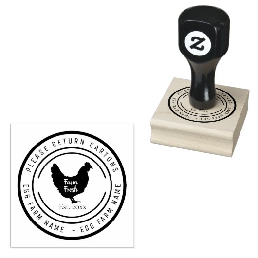 Custom Chicken Farm Fresh Eggs Rubber Stamp ラバースタンプ (押印)