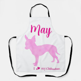 Custom Chihuahua Apron Pastel Pink Silhouette エプロン