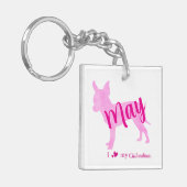 Custom Chihuahua Keychain Pastel Pink Silhouette キーホルダー (正面左)