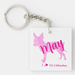 Custom Chihuahua Keychain Pastel Pink Silhouette キーホルダー