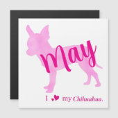 Custom Chihuahua Magnet Pastel Pink Silhouette (正面/裏面)