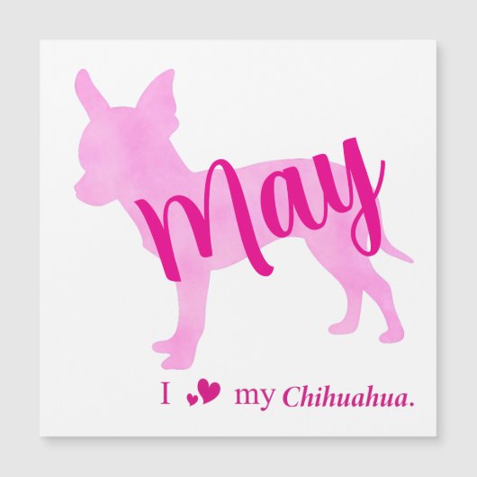 Custom Chihuahua Magnet Pastel Pink Silhouette (正面)