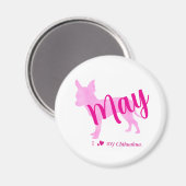 Custom Chihuahua Magnet Pastel Pink Silhouette マグネット (正面/裏面)