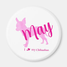 Custom Chihuahua Magnet Pastel Pink Silhouette マグネット