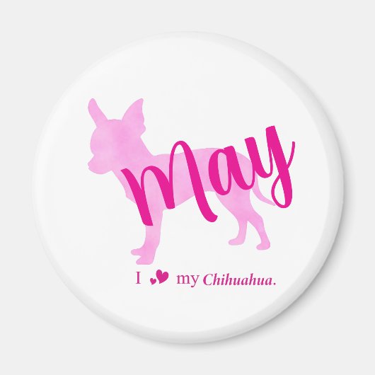 Custom Chihuahua Magnet Pastel Pink Silhouette マグネット (正面)