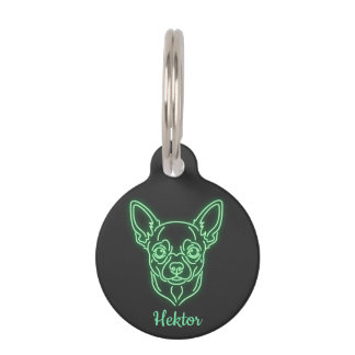 Custom Chihuahua Neon Glow Personalized ペット ネームタグ