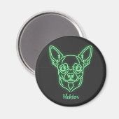 Custom Chihuahua Neon Glow Personalized マグネット (正面/裏面)