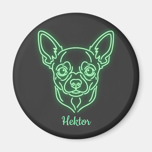 Custom Chihuahua Neon Glow Personalized マグネット (正面)