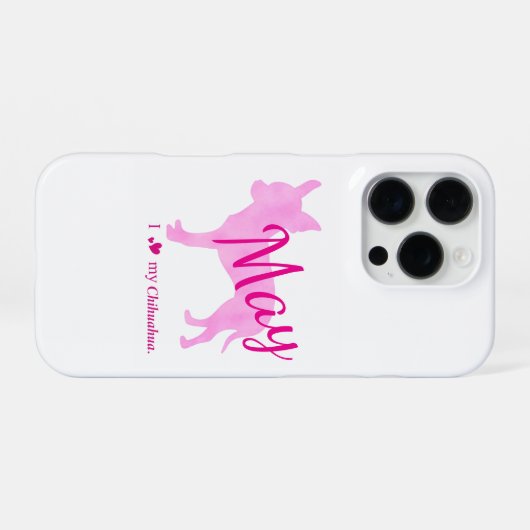 Custom Chihuahua Phone Case Pstel Pink Silhouette iPhoneケース (裏面横)