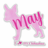 Custom Chihuahua Sticker – Pastel Pink Silhouette シール (正面)