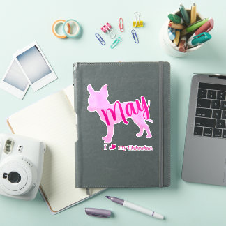 Custom Chihuahua Sticker – Pastel Pink Silhouette シール