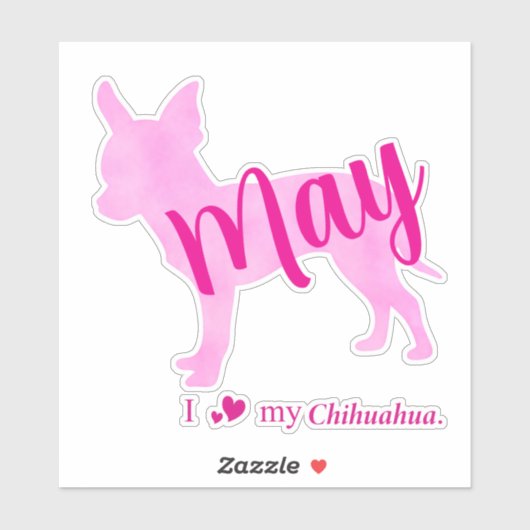 Custom Chihuahua Sticker – Pastel Pink Silhouette シール (シート)