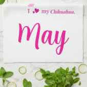 Custom Chihuahua towel Pastel Pink Silhouette キッチンタオル (折り畳み)