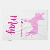 Custom Chihuahua towel Pastel Pink Silhouette キッチンタオル (横)