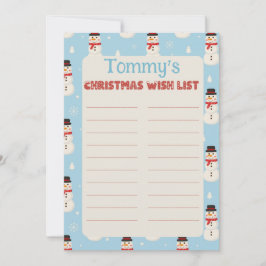 Custom Child Name Snowman Theme Letter to Santa 招待状